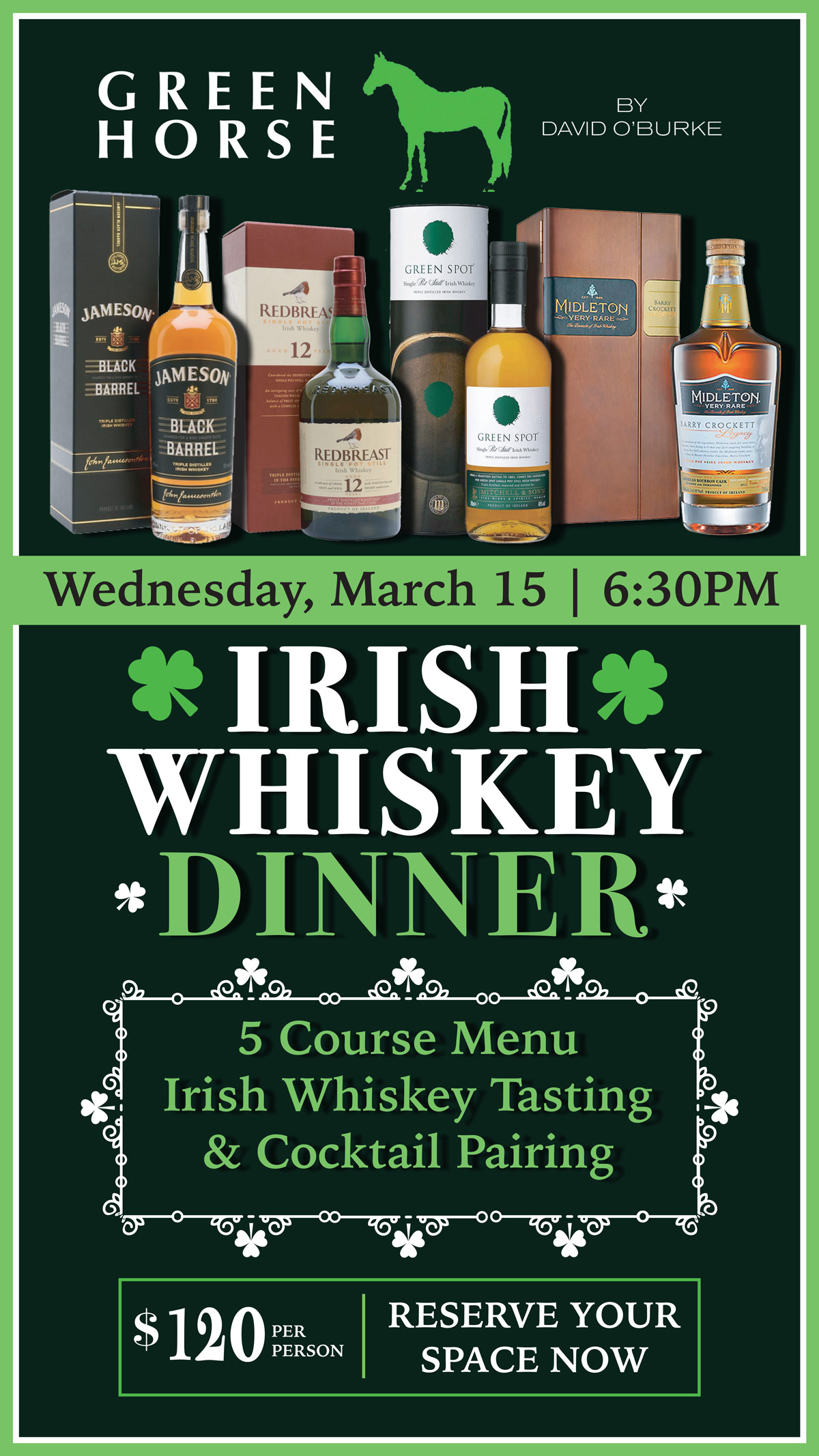 Green Horse Irish Whiskey Dinner