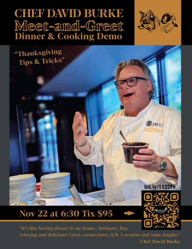 11/22 CHEF DAVID BURKE Meet-and-Greet 3-COURSE DINNER & Cooking Demo at The Fox & Falcon by David Burke